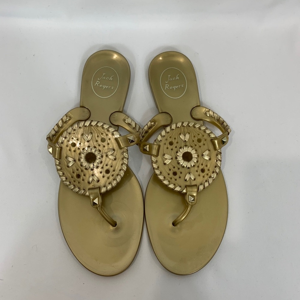 Jack Rogers Gold Georgica Metallic Thong Sandal - Picture 3 of 5